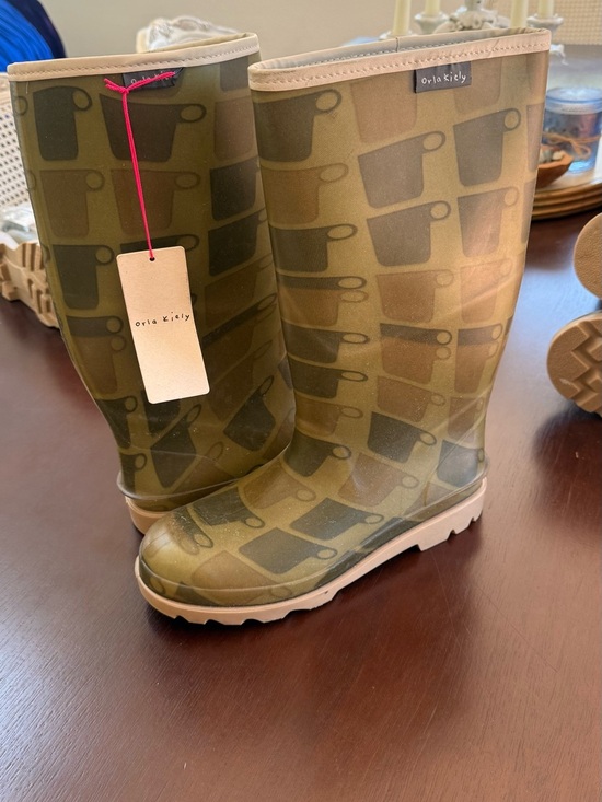Orla Kiely Shoes - Orla Kiely Olive Green Patterned Rain Boots